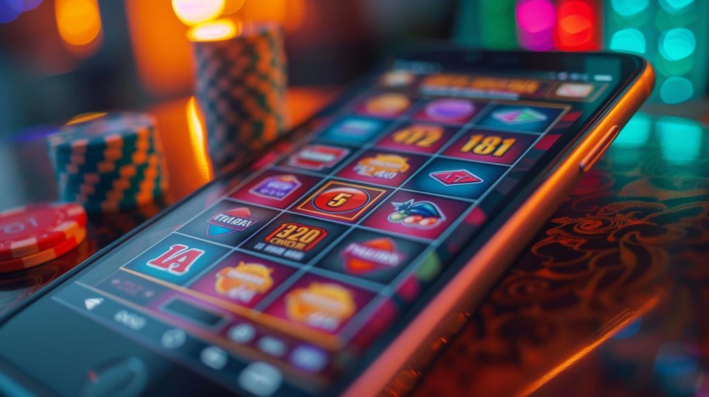 Smartphone mostrando un juego de casino móvil