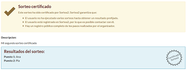 Sorteo certificados